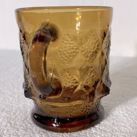 Vintage Fire King Oven Proof Kimberly Amber Textured Glass Pedestal Mug - Picture 4 of 11